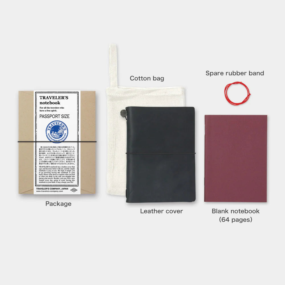 Traveler´s Company - Notebook Black Passport Size(læderomslag)