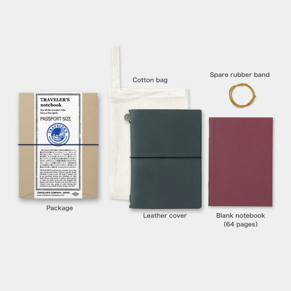 Traveler´s Company- Notebook Blue Passport Size(læderomslag)