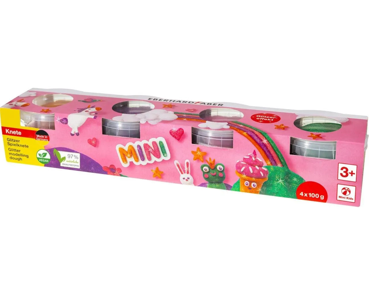 Mini Kids modellervoks 4 stk. sæt Glitter