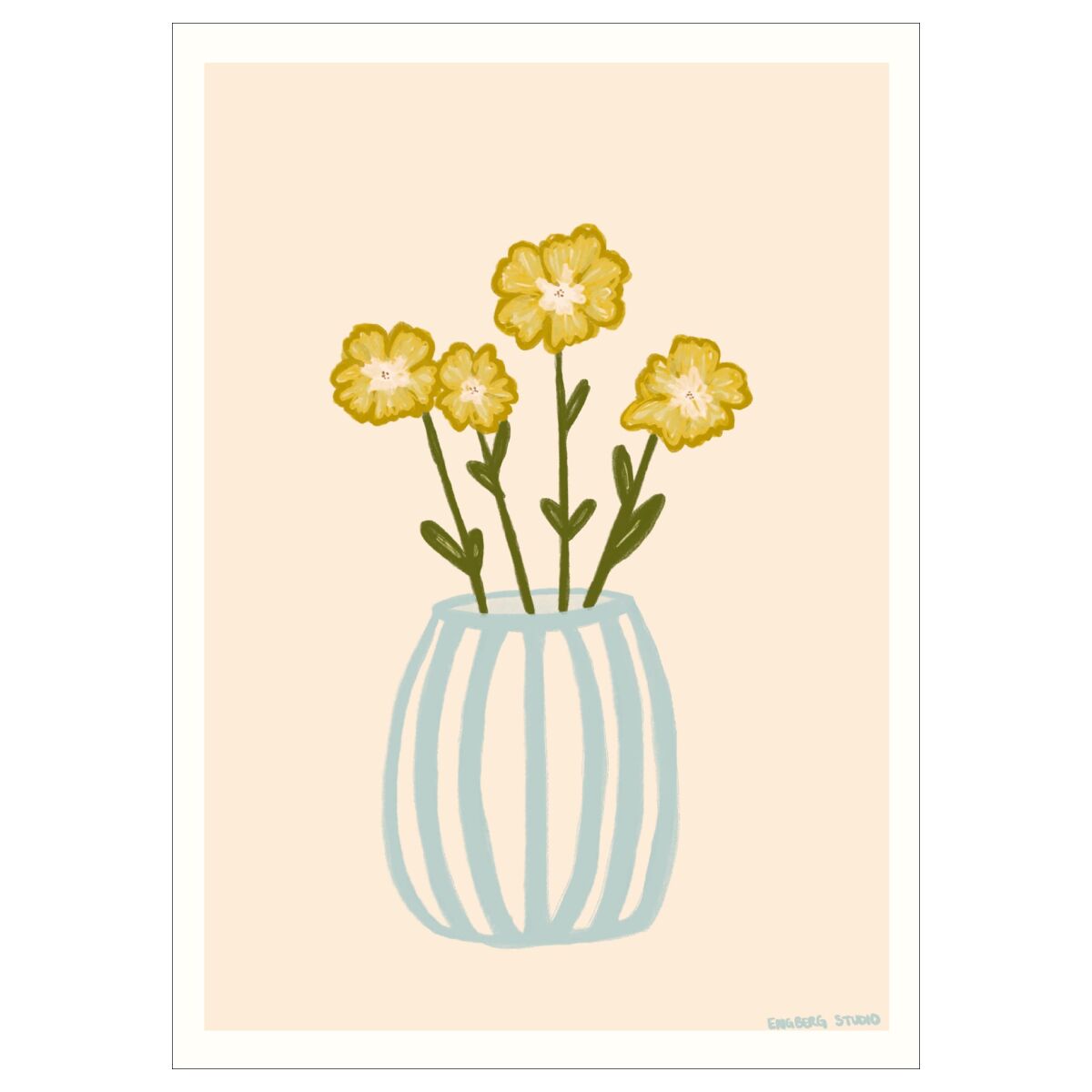 Yellow Flowers in a Blue Vase