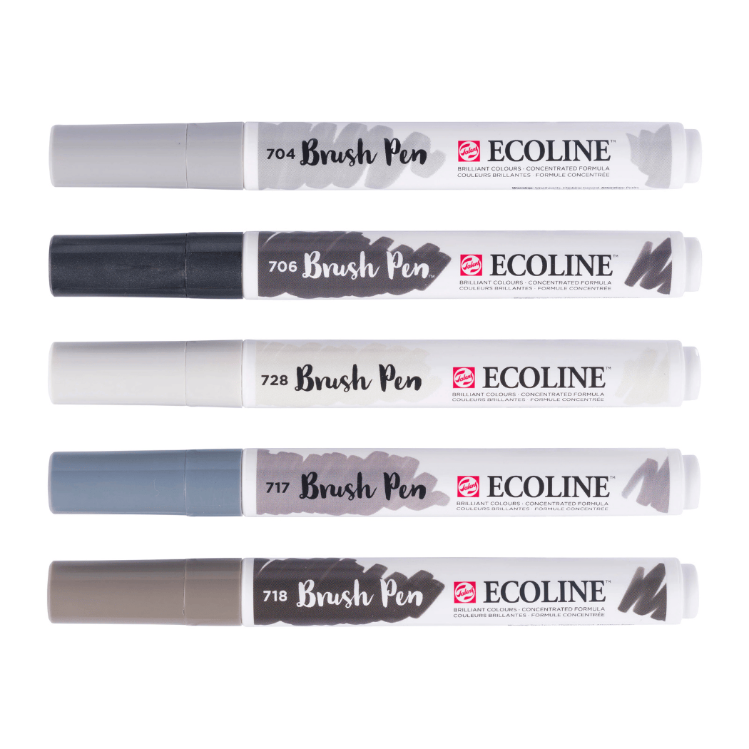 ECOLINE Brushpen Set 5 st SHADOW/kartong