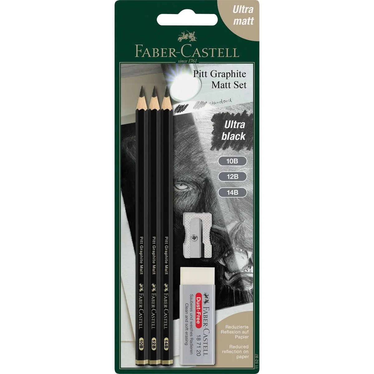 Faber-Castell Pitt Graphite Matt, set med 5 delar