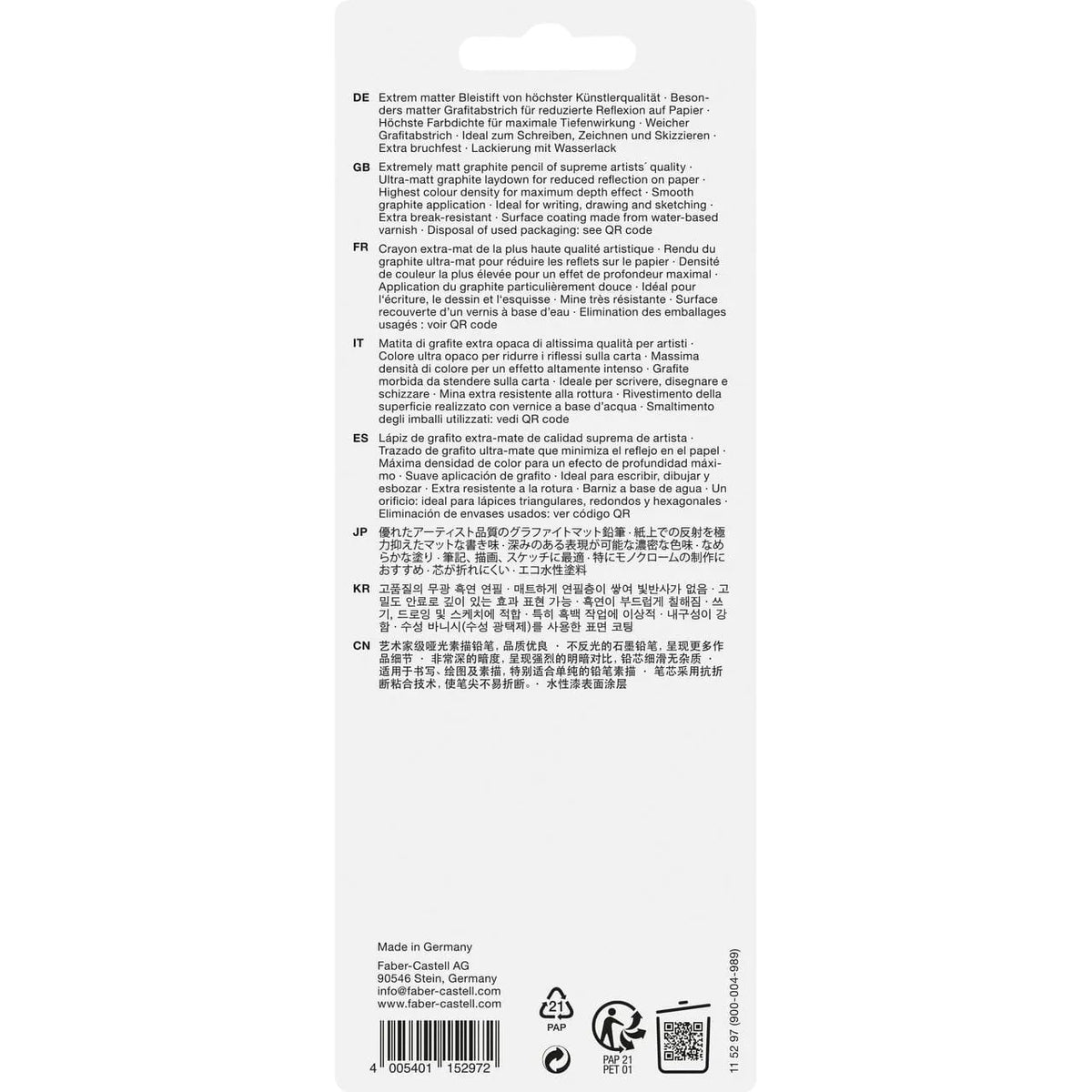 Faber-Castell Pitt Graphite Matt, set med 5 delar