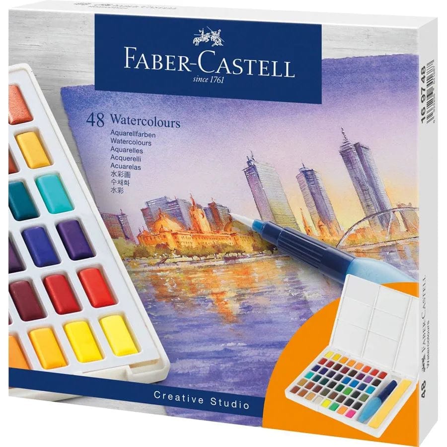 Faber-Castell Akvarelmaling Faber-Castell Goldfaber sæt 48 stk. Watercolors incl. water brush