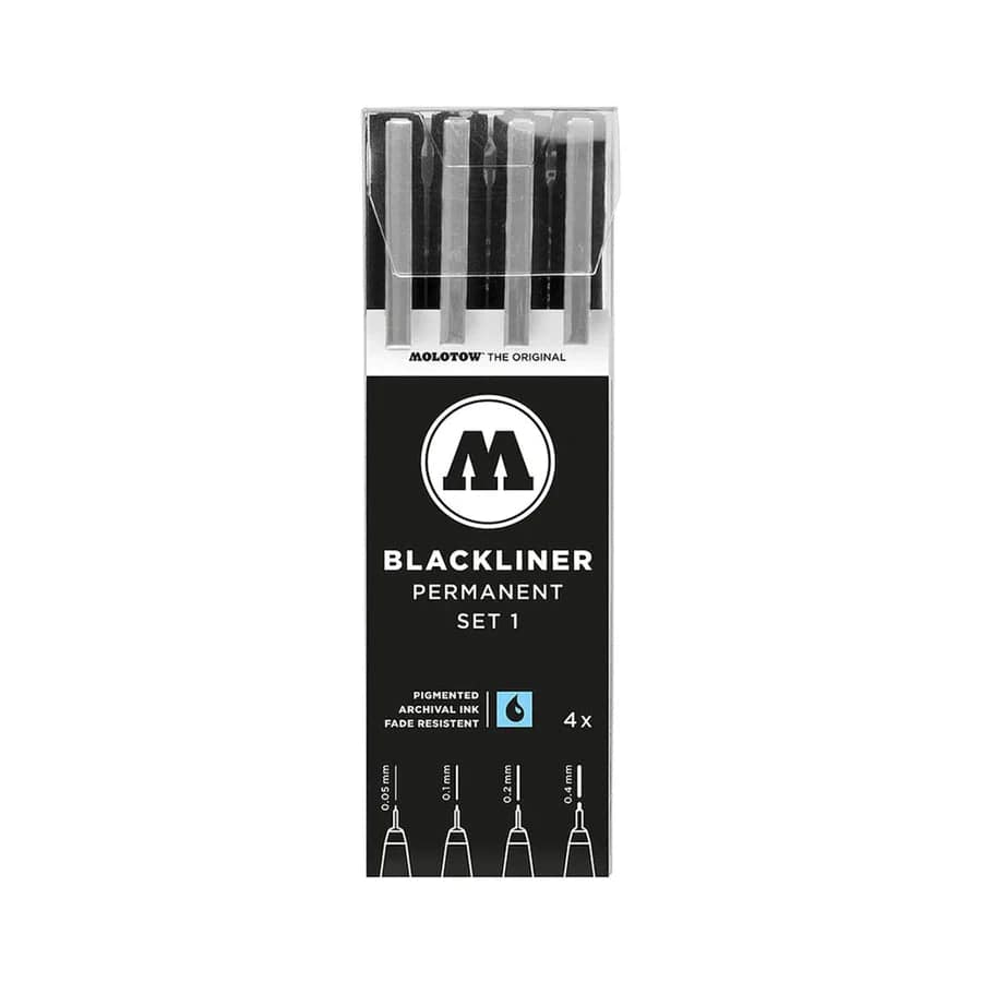 Molotow Tegneartikler MOLOTOW BLACKLINER sæt m. 4 stk. set 1