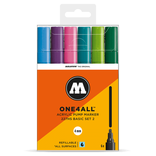 Molotow Tegneartikler MOLOTOW ONE4ALL 4mm 6 stk. sæt basic set 2