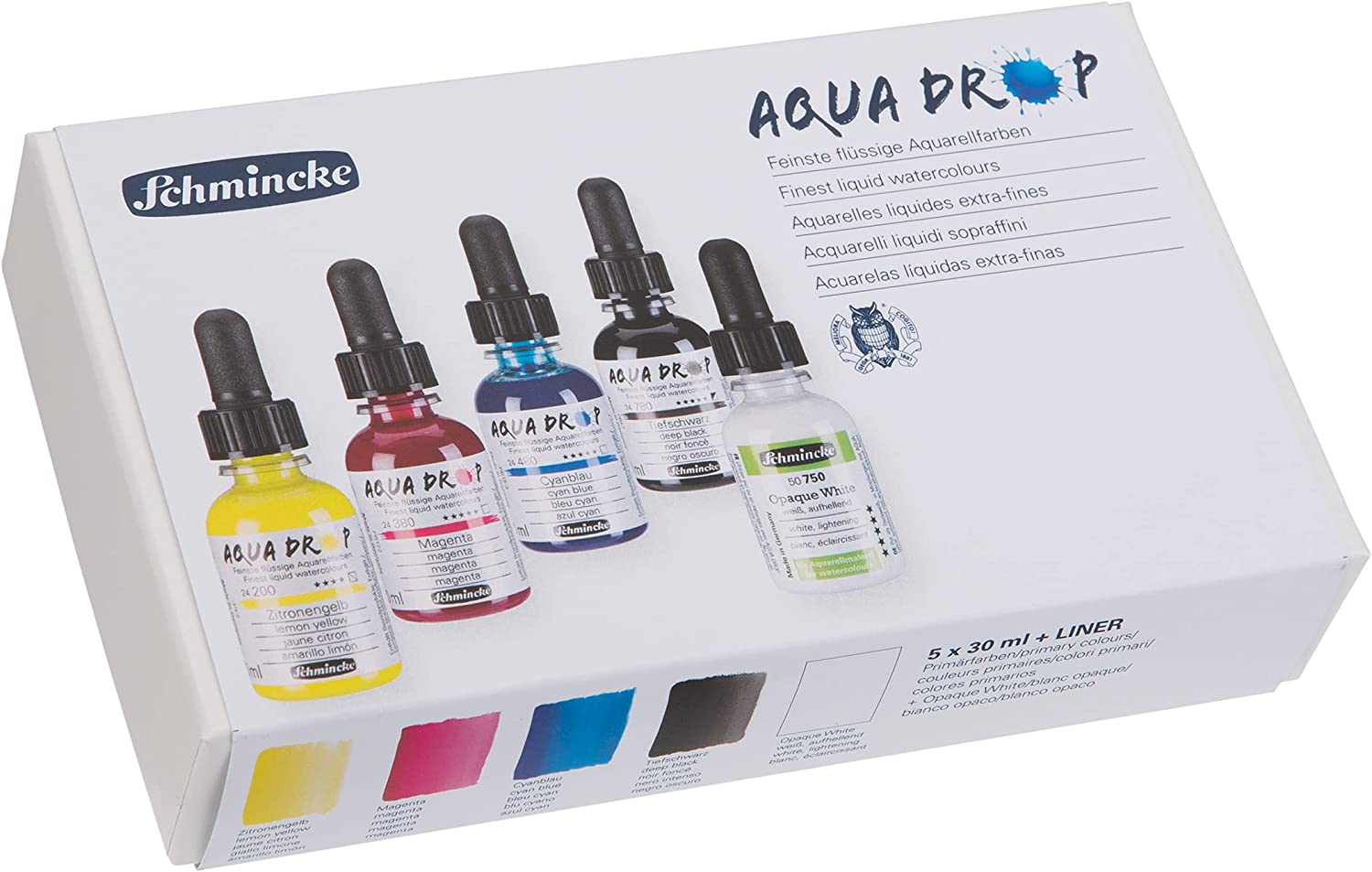 Schmincke Akvarelmaling Schmincke Aqua Drop 5x30ml Primary sæt