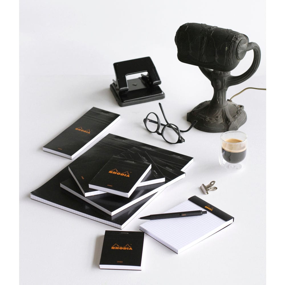 Stelling Rhodia BLACK head stapled pad N°18 - linjeret