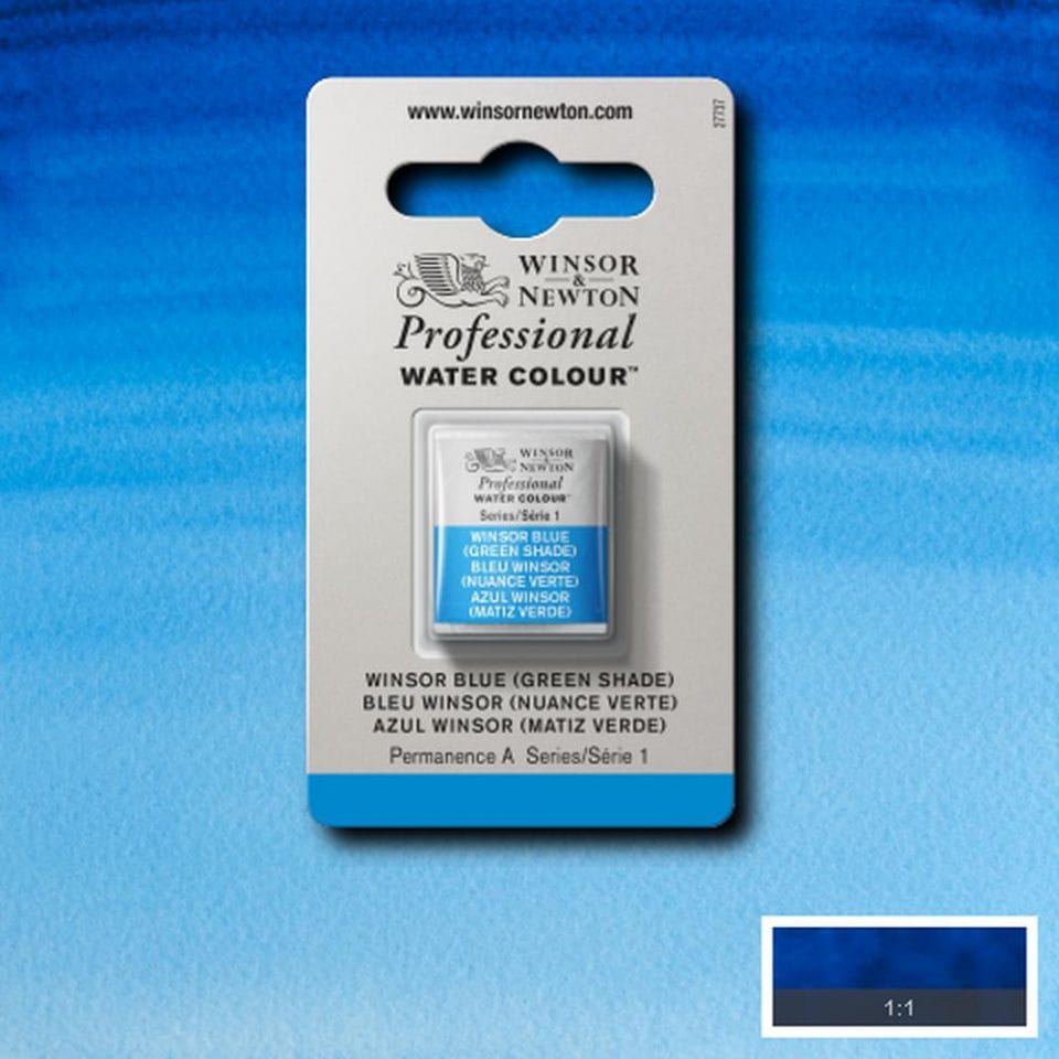 Winsor Newton 1/2 pans Winsor Blue (Green Shade)