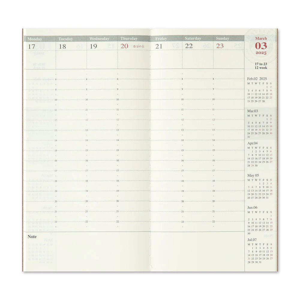 Traveler´s Company - Traveler´s Notebook Kalender 2025 - Ugentlig (vertikal)