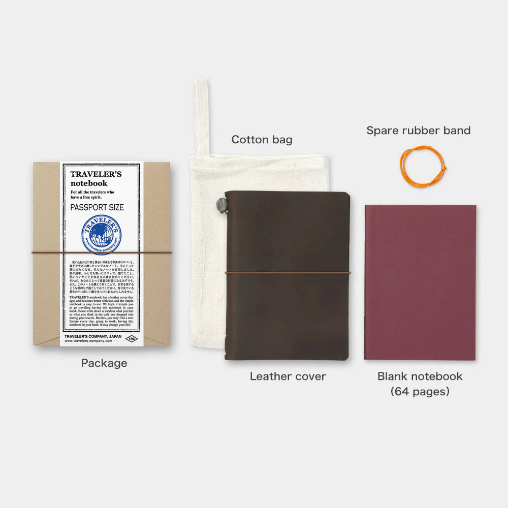 Traveler´s Company - Notebook Brown Passport Size (læderomslag)