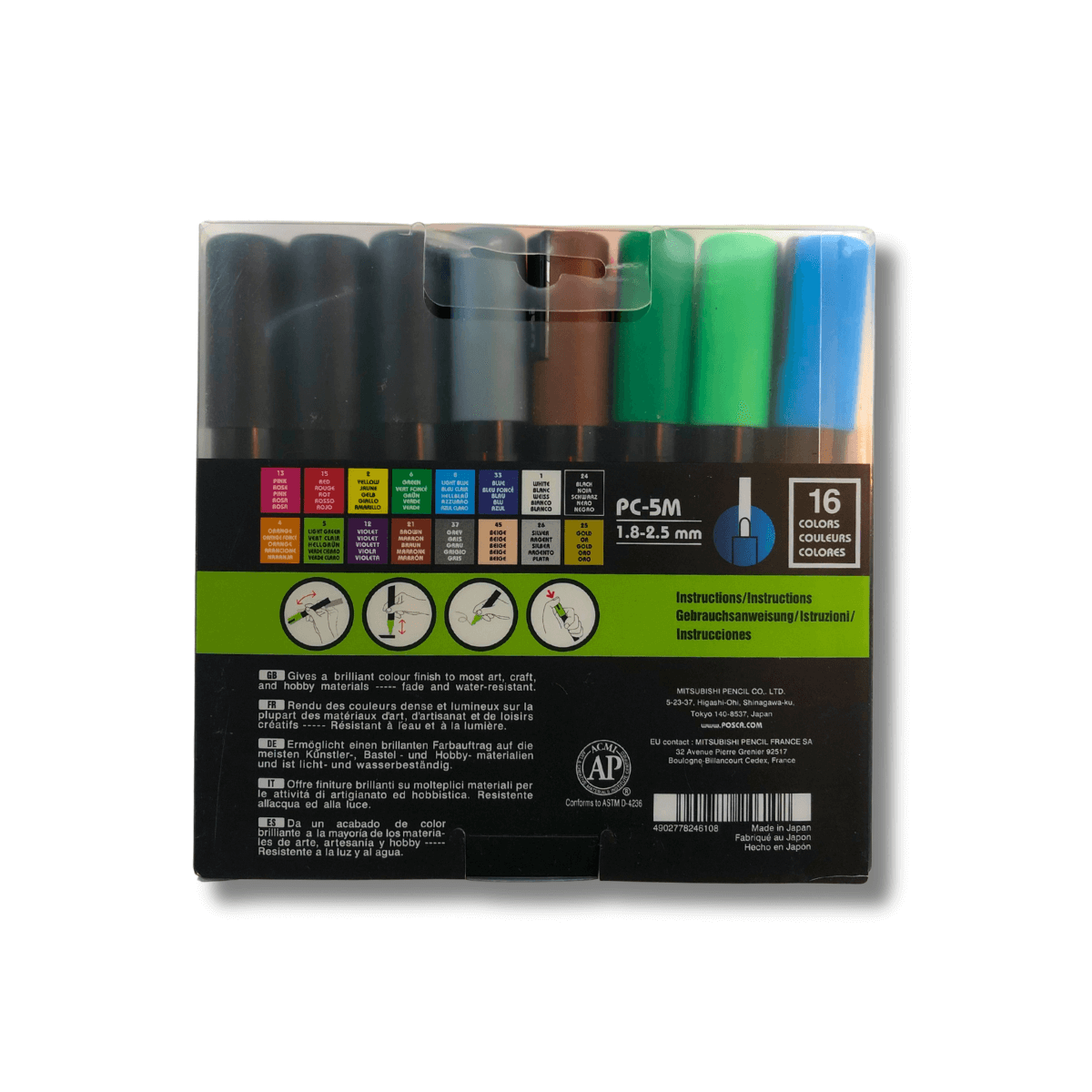 Posca sæt PC-5M 1,8 - 2,5mm, 16 stk, back