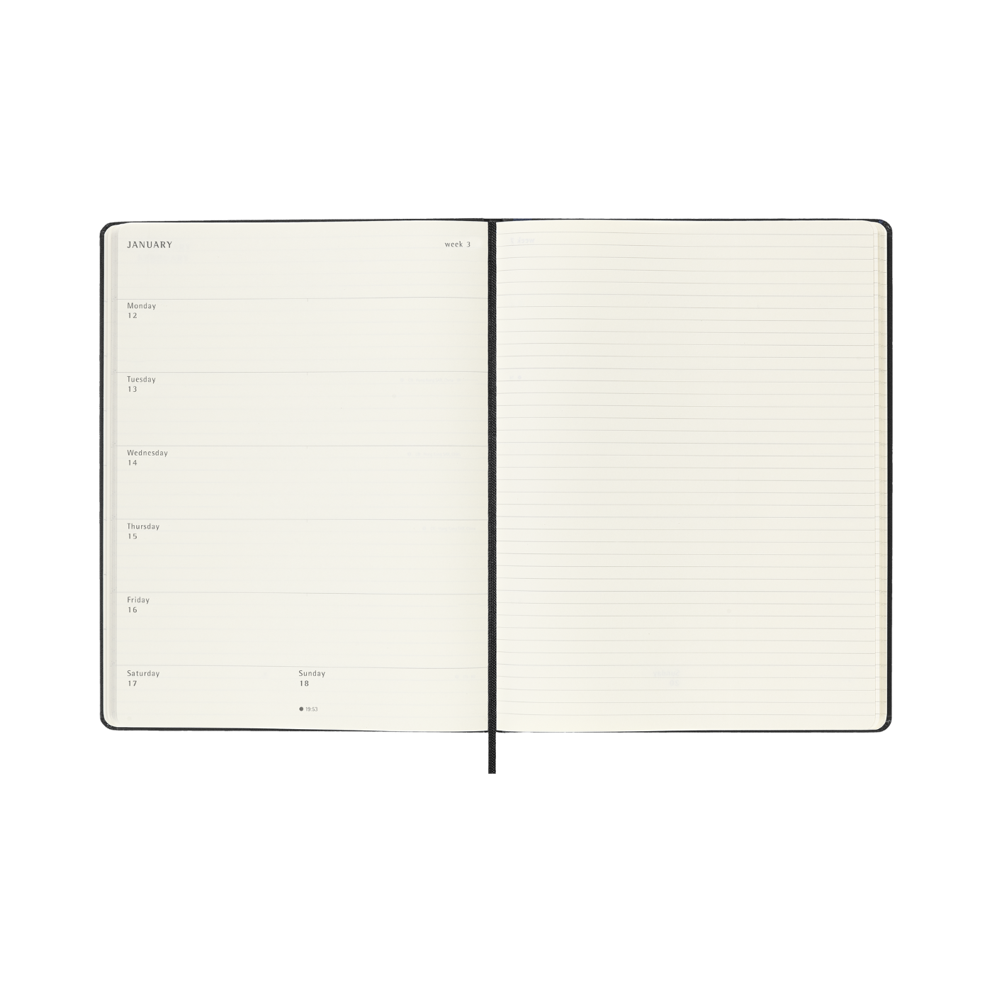 Moleskine Kalender Hard 12M Week Note XL Sort 2026