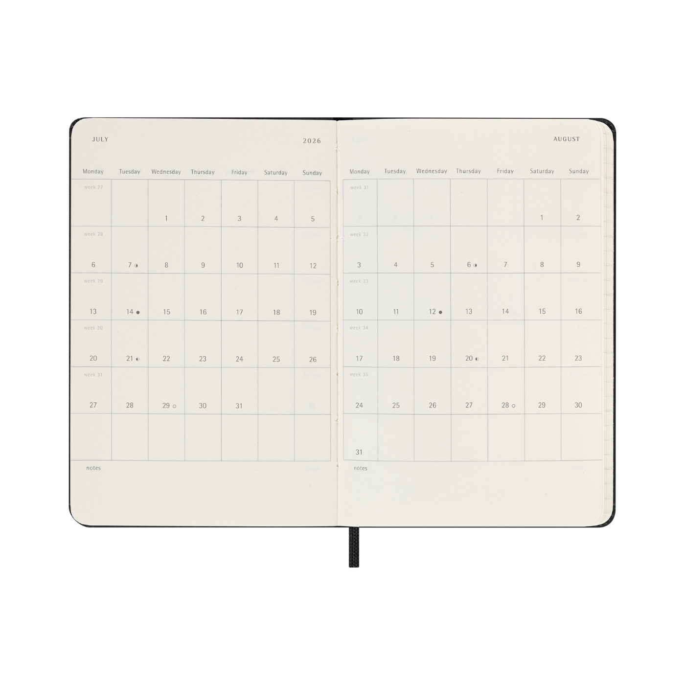 Moleskine Kalender Hard 12M Weekly Horizontal Pocket Sort 2026