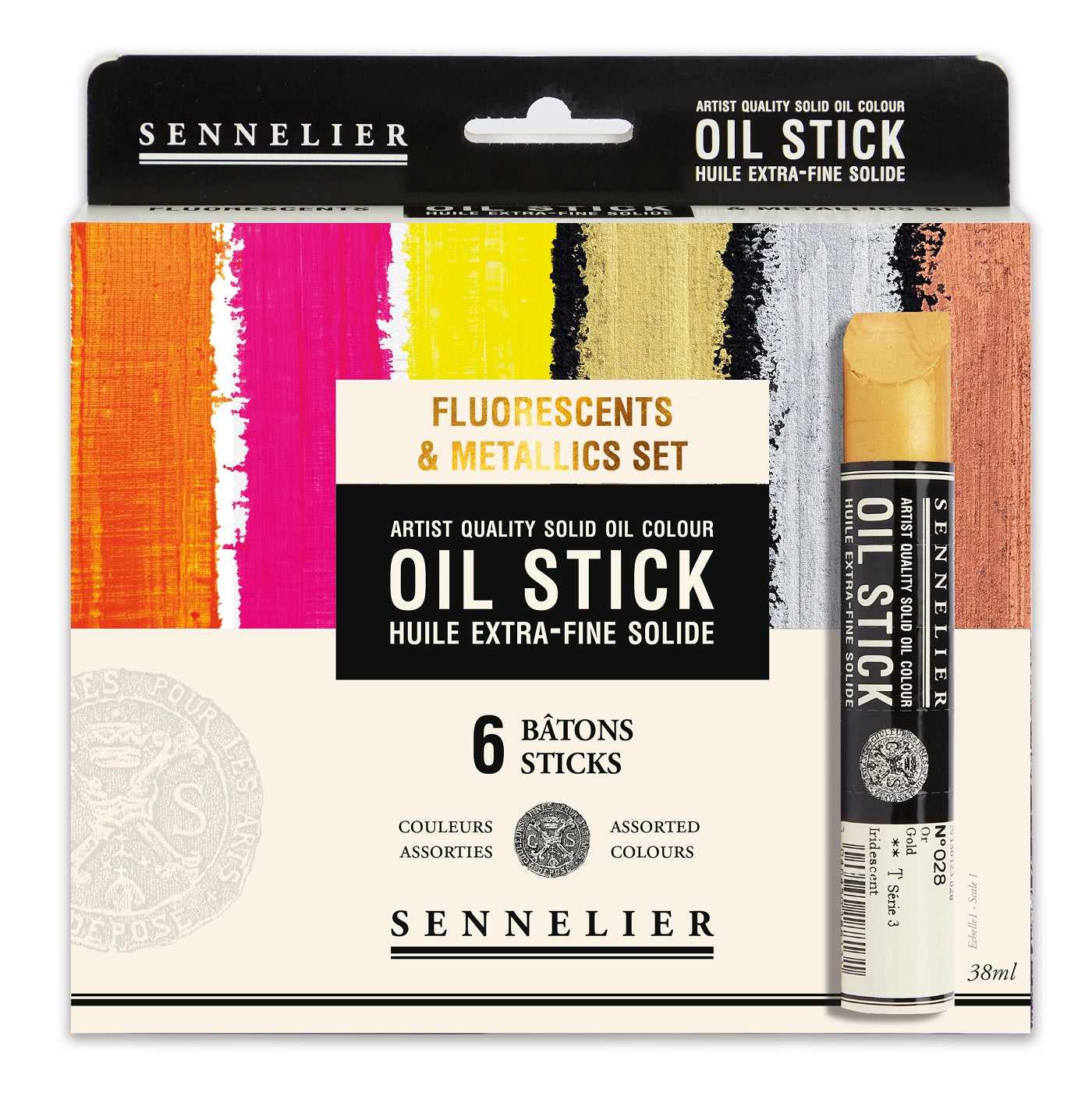 Sennelier Oil stick sæt 6 stk. 38 ml. fluo&métal