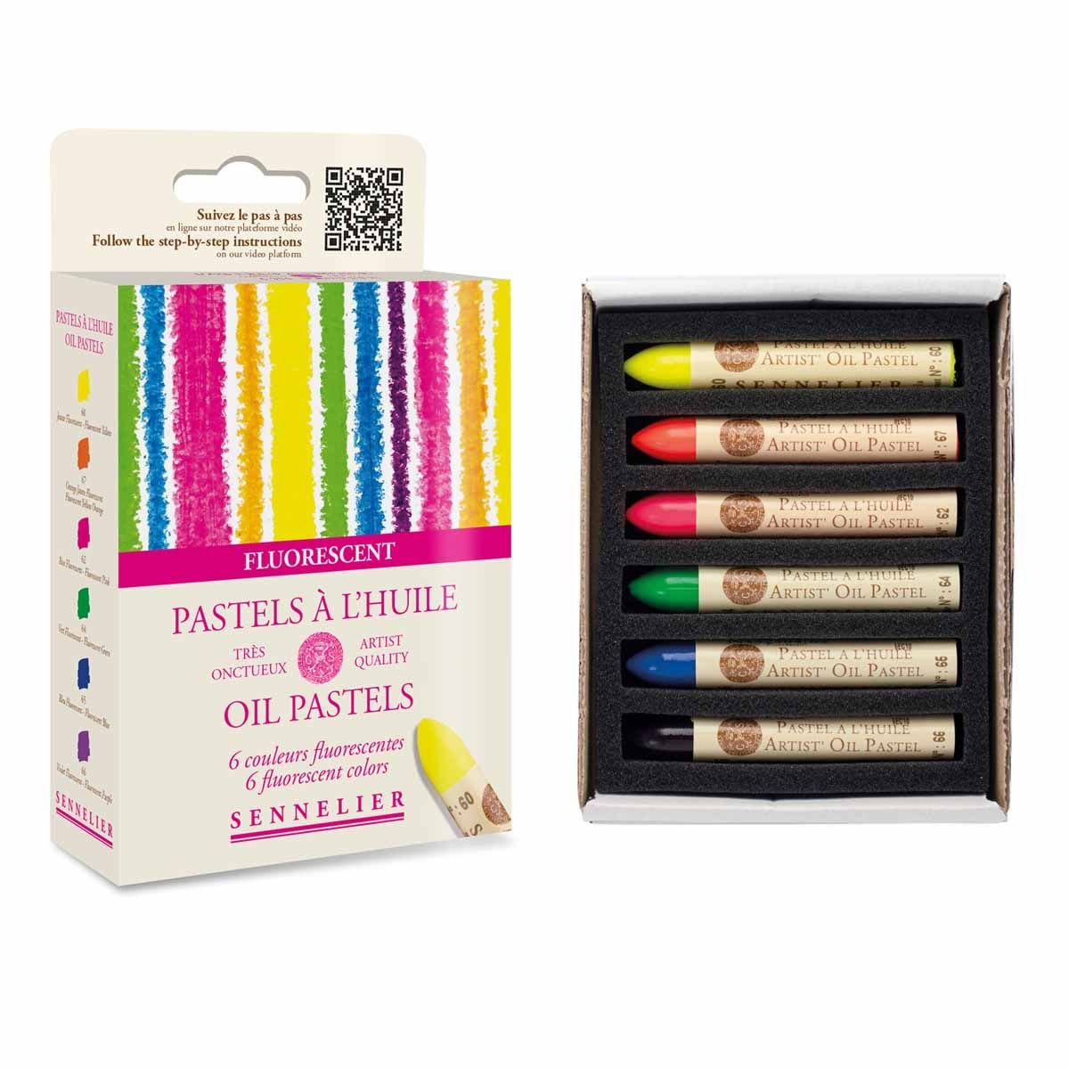 SEN Oljepastellset 6 st fluorescerande färger