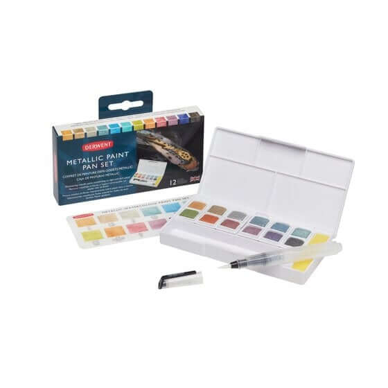 Derwent Metallic Paint Pan Set 12 pans Derwent Pan sæt (Flere varianter)