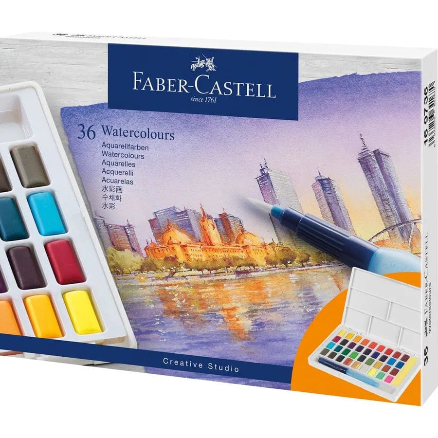 Faber-Castell Akvarelmaling Faber-castell Goldfaber sæt 36 stk. Watercolors incl. water brush