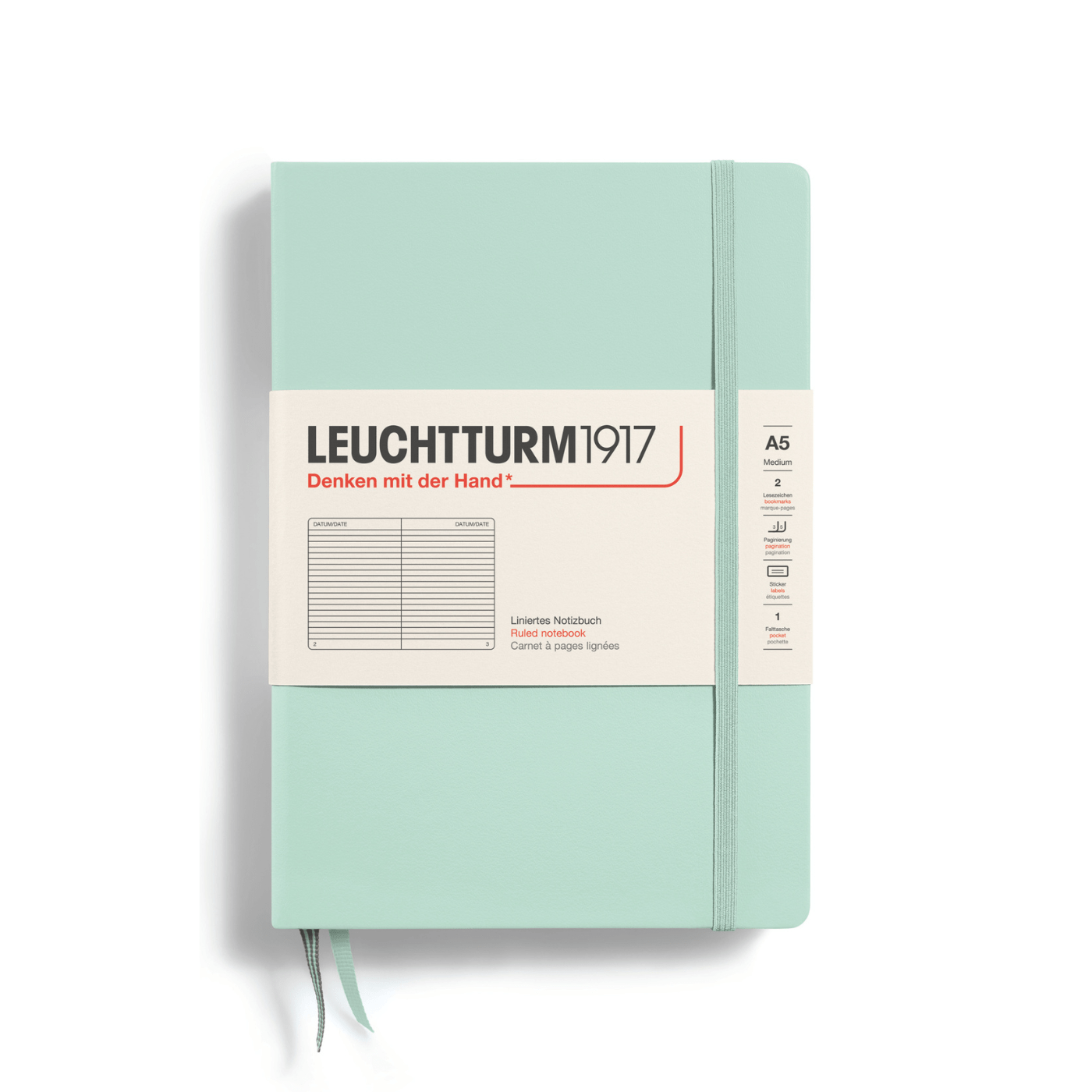 Leuchtturm 1917 Notesbog Leuchtturm1917 Notesbog Hardcover A5 249s Linjeret Mint Green