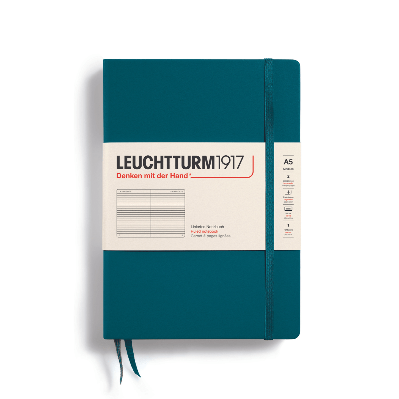 Leuchtturm 1917 Notesbog Leuchtturm1917 Notesbog Hardcover A5 249s Linjeret Pacific Green