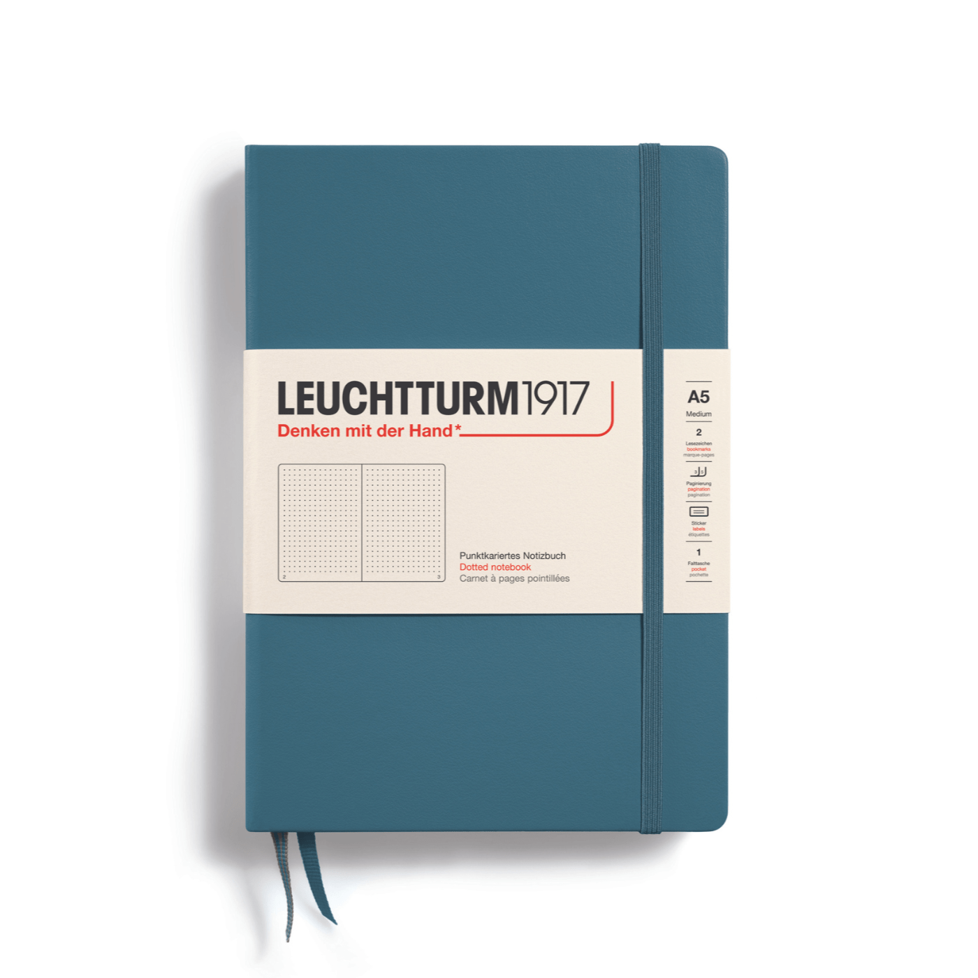 Leuchtturm 1917 Notesbog Leuchtturm1917 Notesbog Hardcover A5 249s Prikket Stone Blue