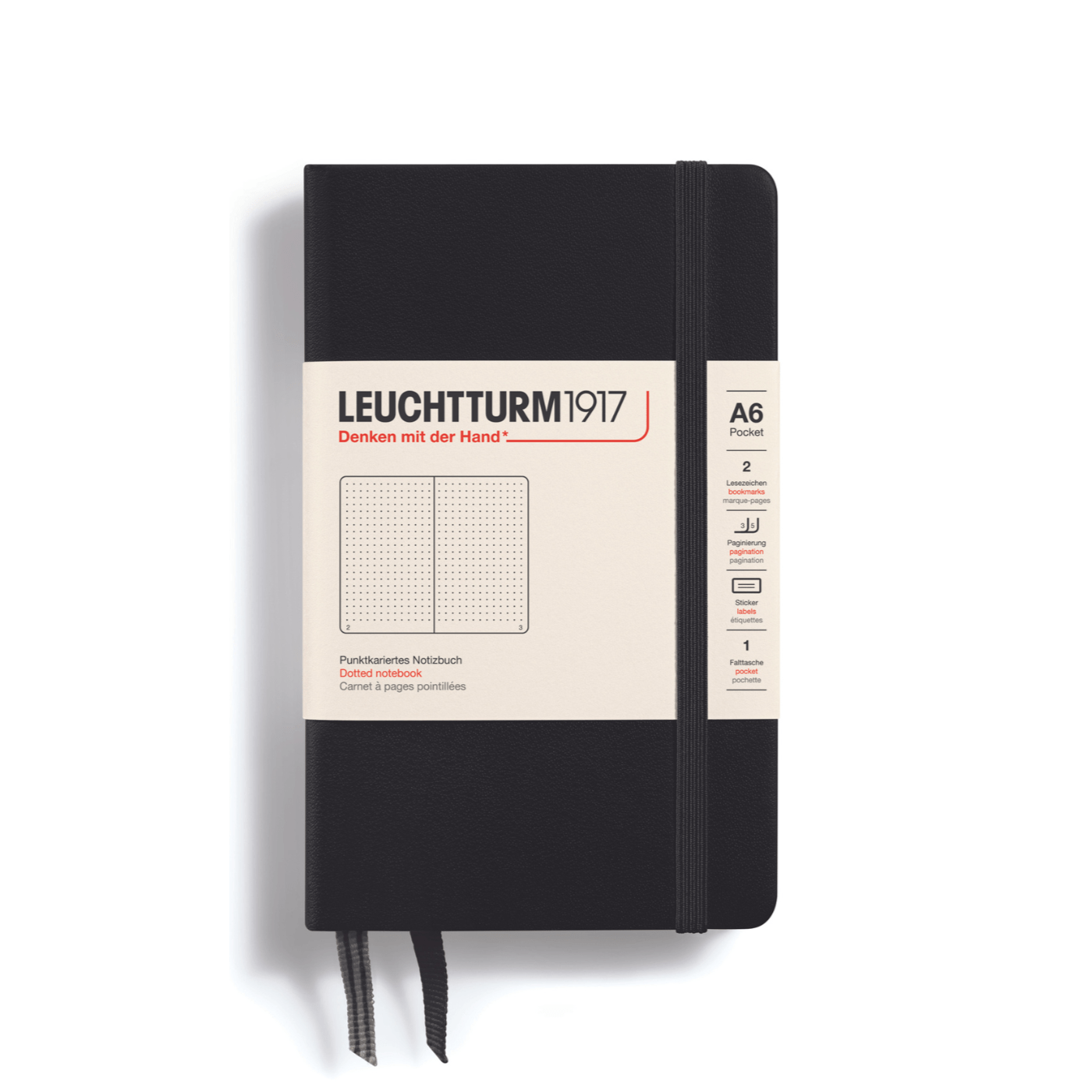 Leuchtturm 1917 Notesbog Leuchtturm1917 Notesbog Hardcover A6 185s Prikket Black