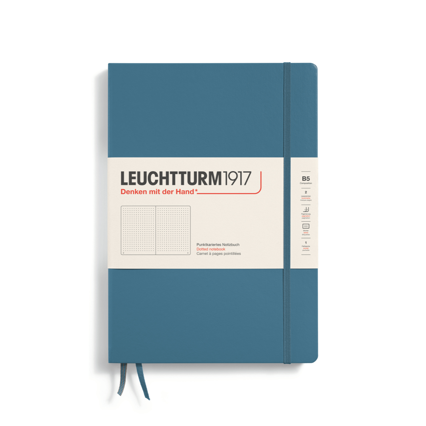 Leuchtturm 1917 Notesbog Leuchtturm1917 Notesbog Hardcover B5 219s Prikket Stone Blue