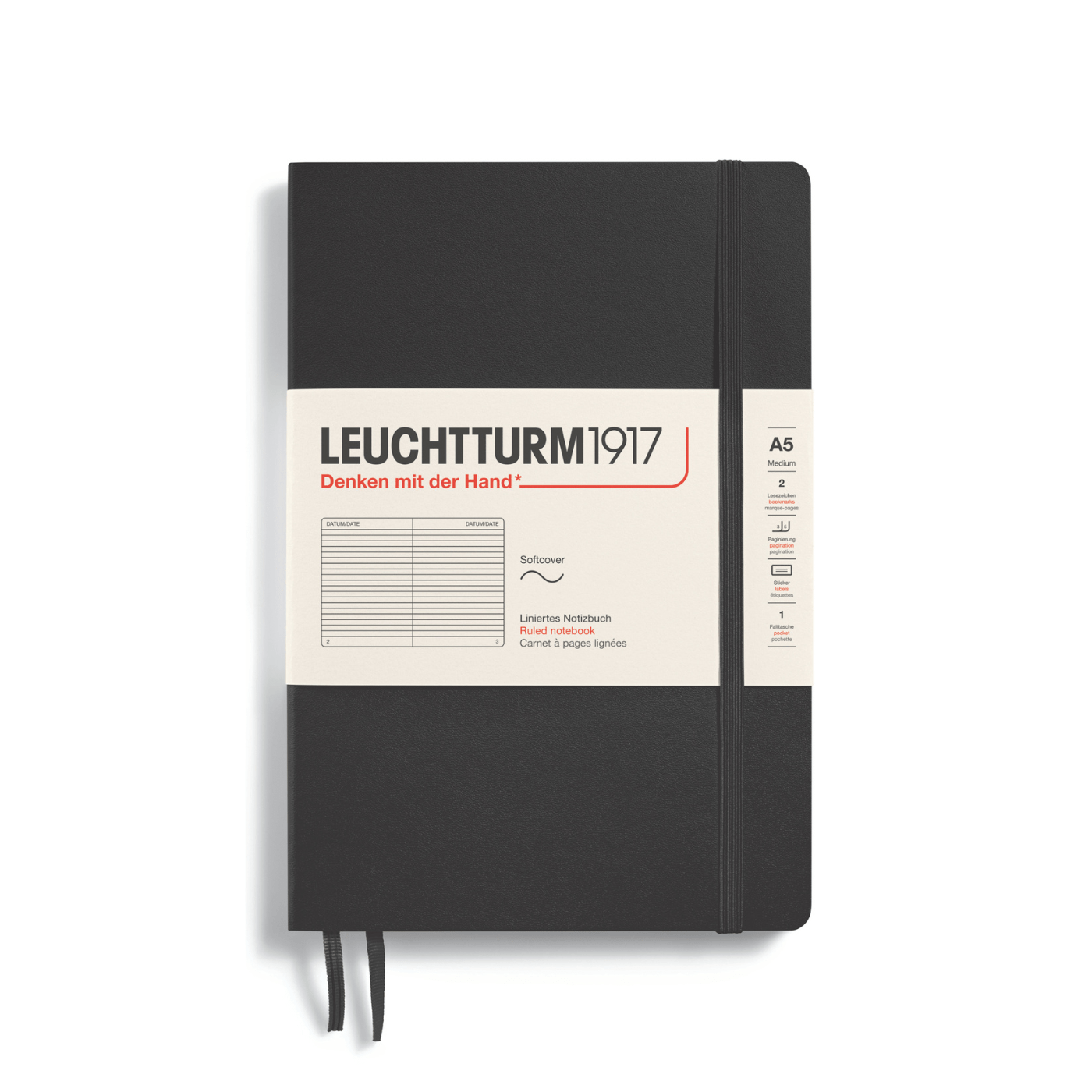 Leuchtturm 1917 Notesbog Leuchtturm1917 Notesbog Softcover A5 121s Linjeret Black