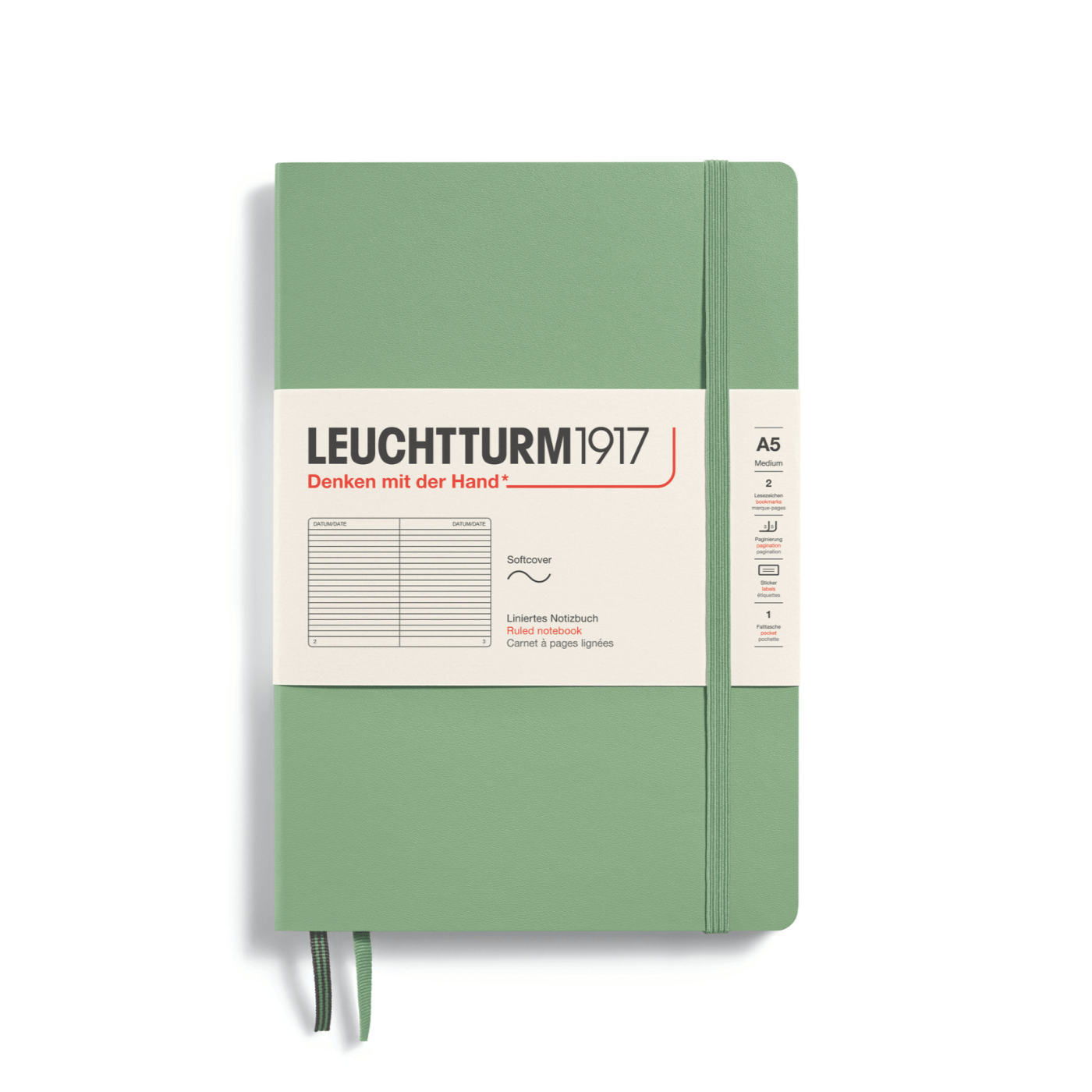 Leuchtturm 1917 Notesbog Leuchtturm1917 Notesbog Softcover A5 121s Linjeret Sage