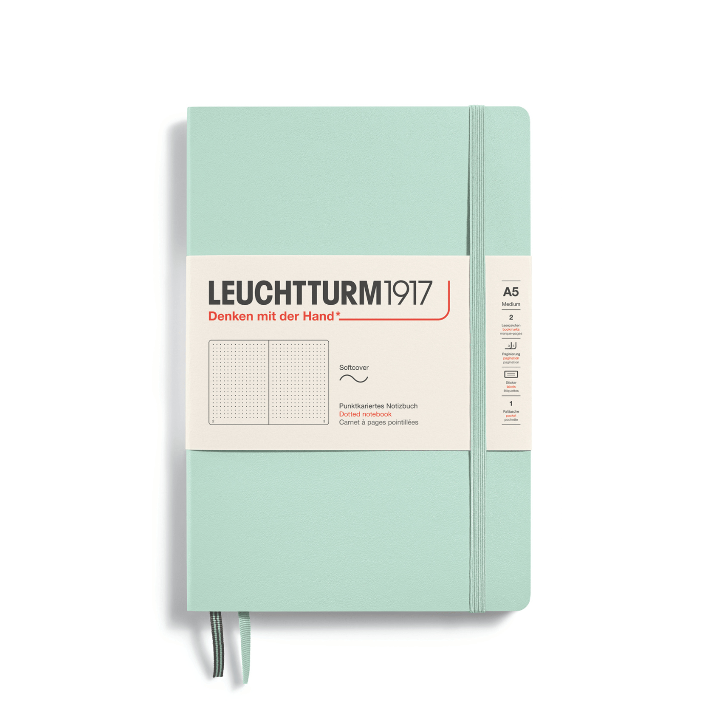 Leuchtturm 1917 Notesbog Leuchtturm1917 Notesbog Softcover A5 121s Prikket Mint Green