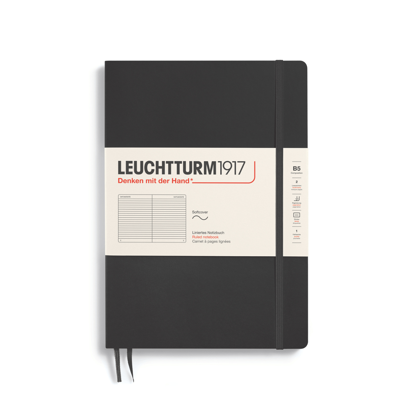 Leuchtturm 1917 Notesbog Leuchtturm1917 Notesbog Softcover B5 121s Linjeret Black