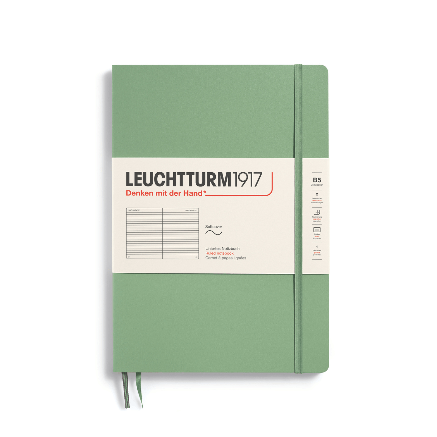 Leuchtturm 1917 Notesbog Leuchtturm1917 Notesbog Softcover B5 121s Linjeret Sage