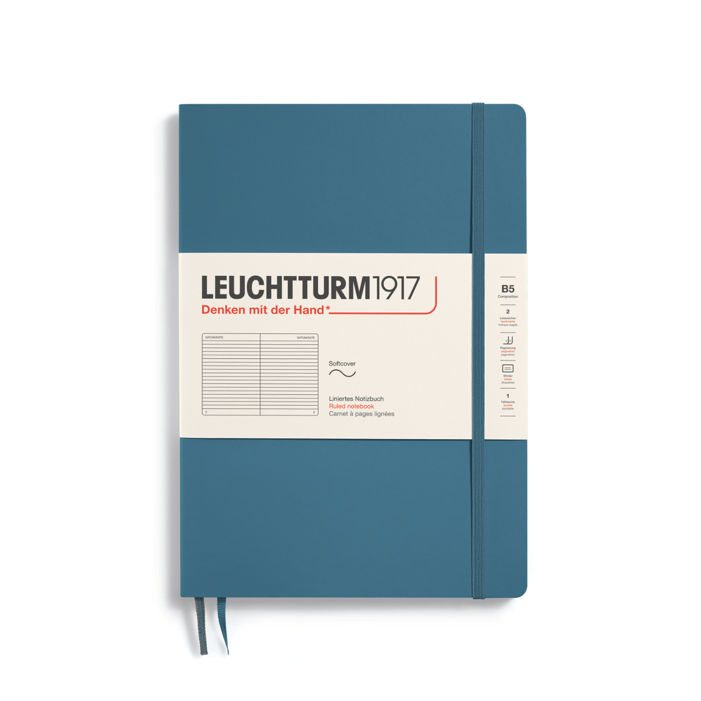 Leuchtturm 1917 Notesbog Leuchtturm1917 Notesbog Softcover B5 121s Linjeret Stone Blue