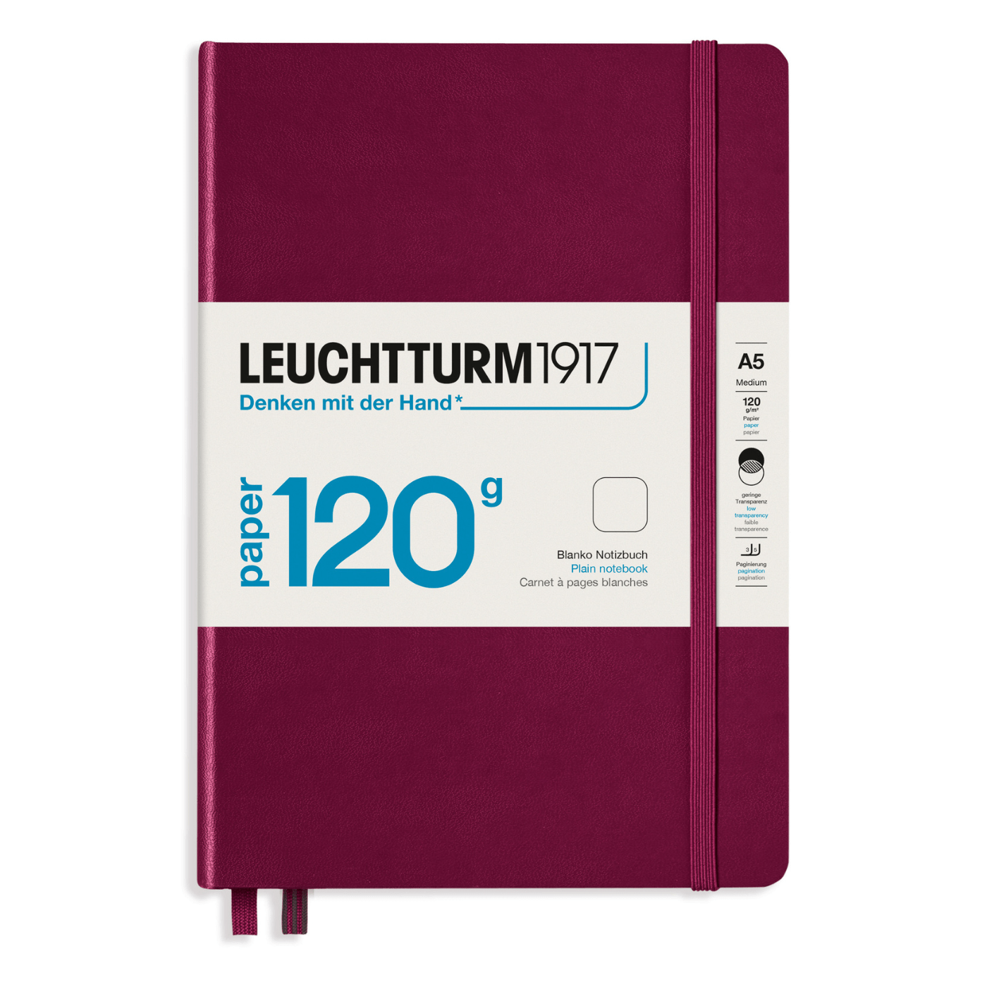 Leuchtturm 1917 Notesbog Leuchtturm1917 Paper 120g Notesbog Hardcover A5 201s Blank Port Red