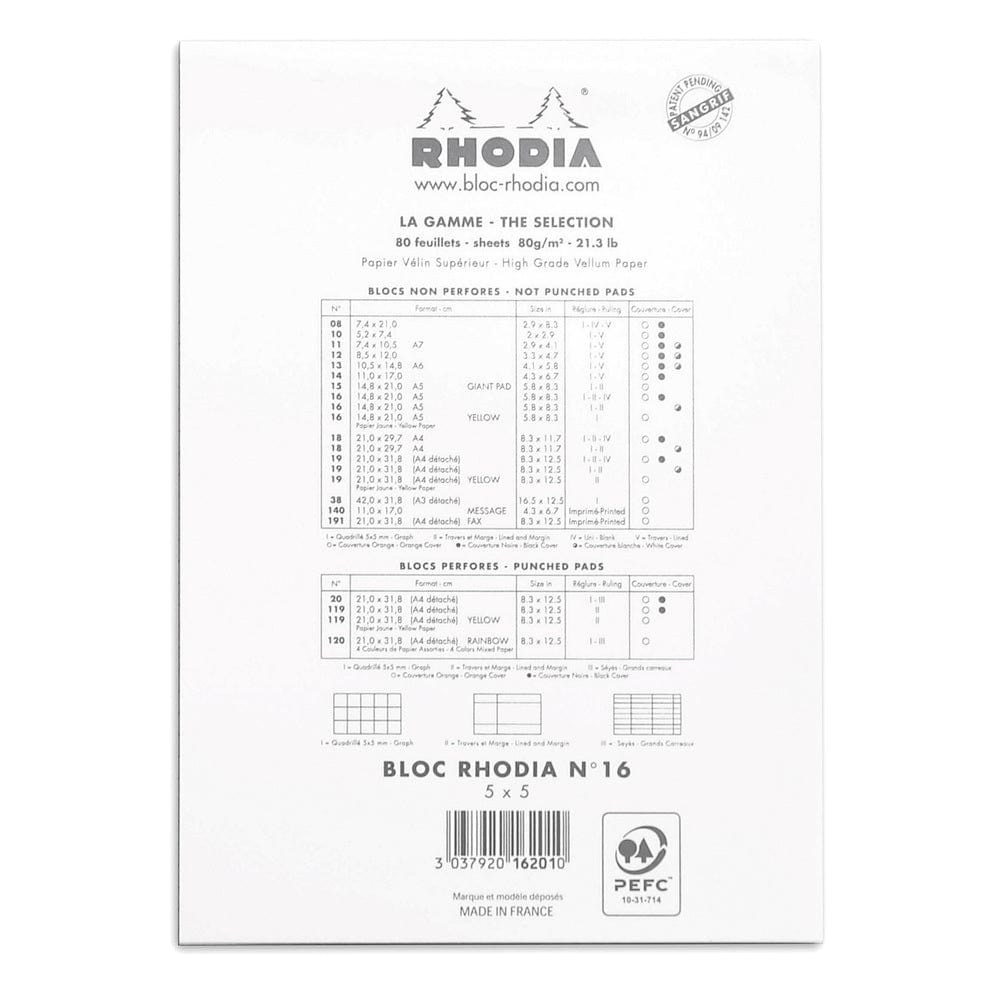 Rhodia Rhodia WHITE head stapled pad N°16 - Linjeret