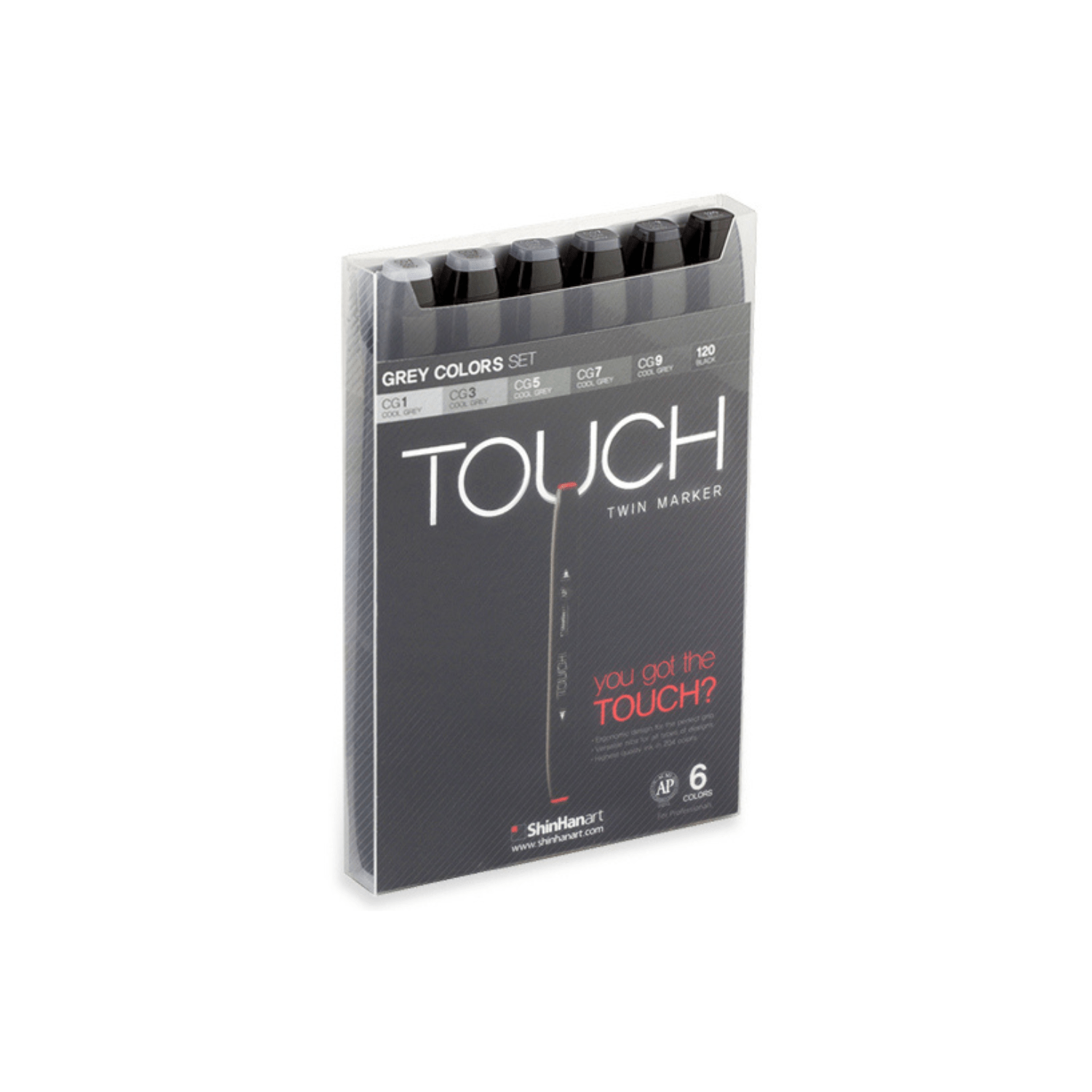ShinHanart Tegneartikler Touch Twin Markers 6 stk. Grey Colors sæt