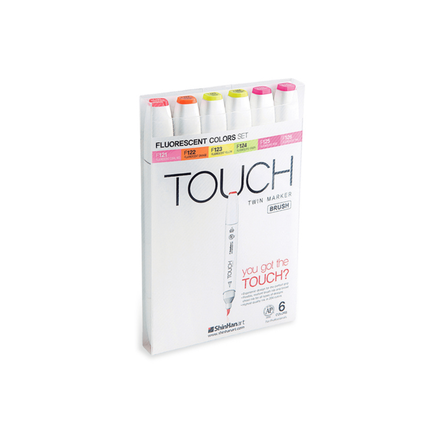 ShinHanart Touch Twin Brush Markers 6 stk. Fluorescent Colors sæt