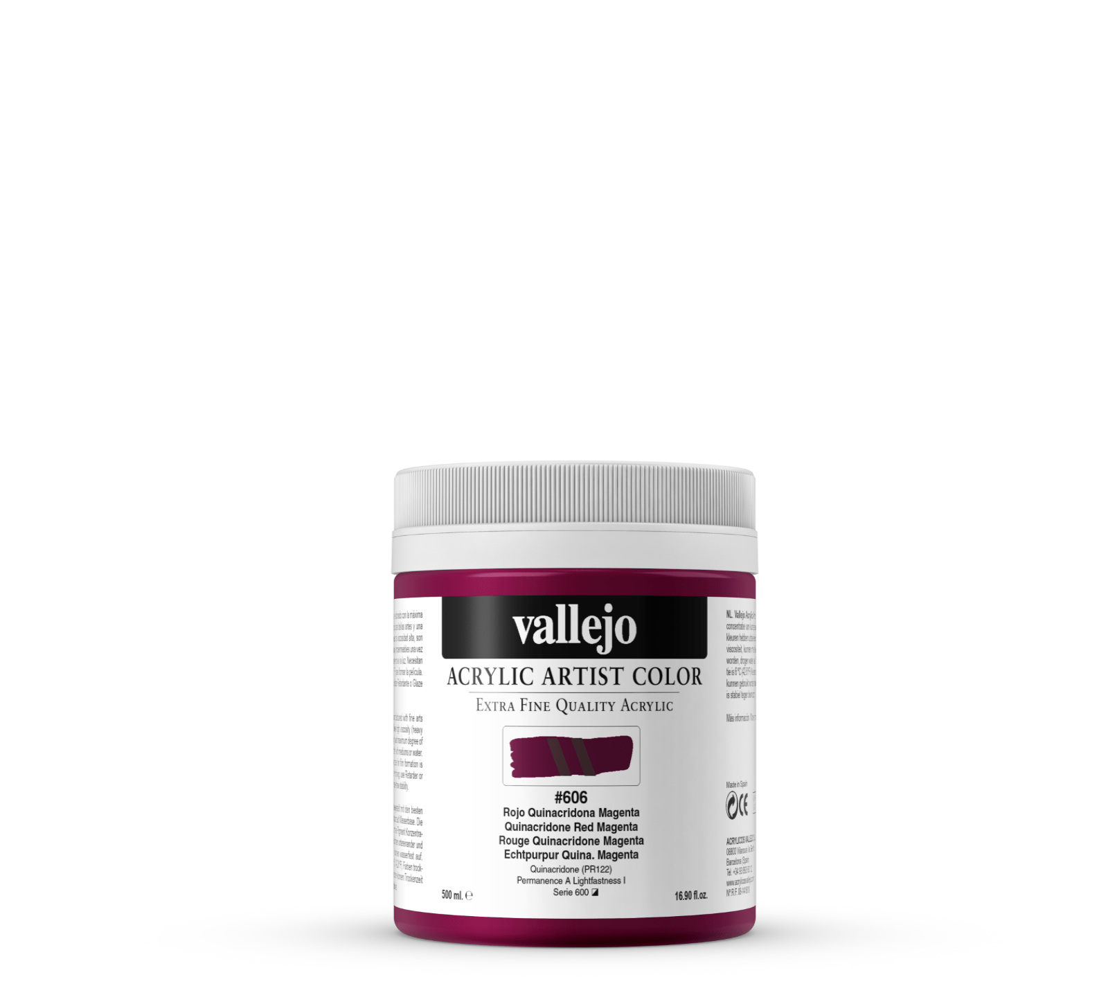 Vallejo Artist 500ml Quinacridone Red Magenta