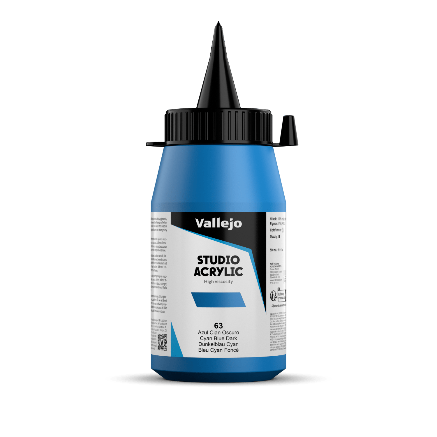 Vallejo Studio 500ml Blue Cyan Dark