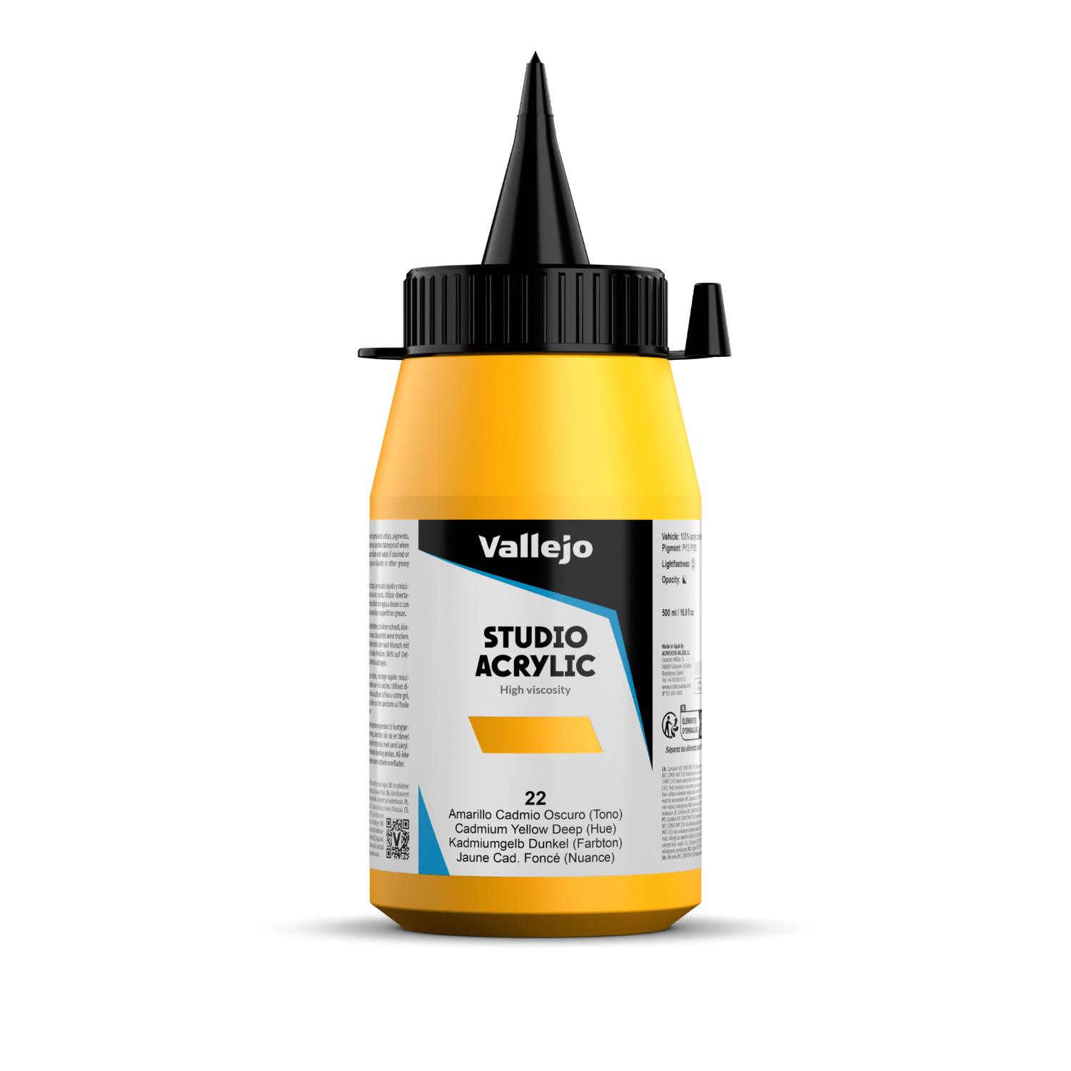 Vallejo Studio 500ml Cadminum Yellow Deep (Hue)