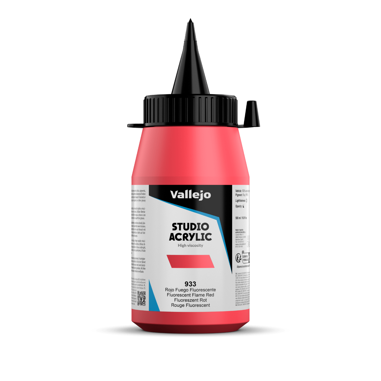 Vallejo Studio 500ml Fluorescent Flame Red