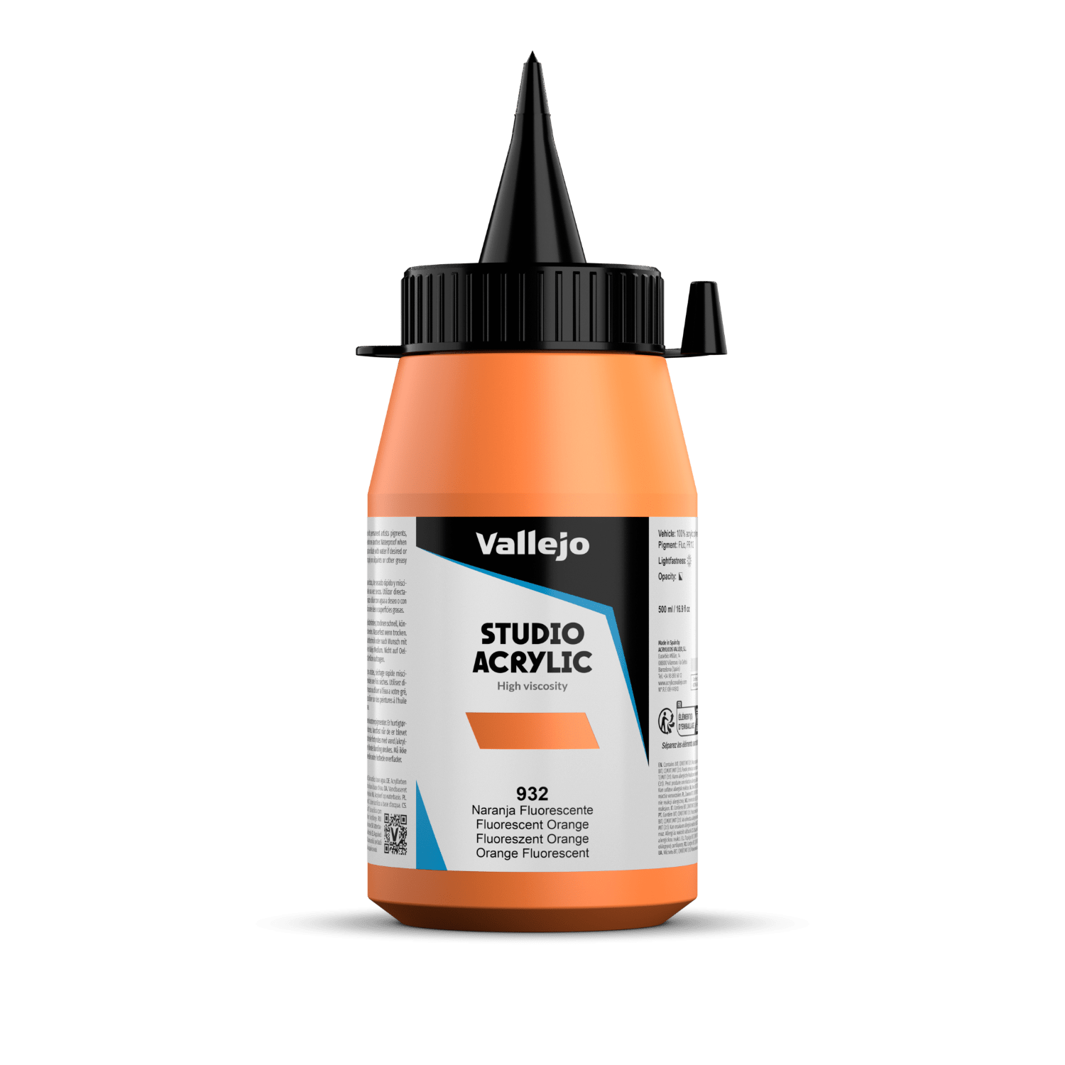 Vallejo Studio 500ml Fluorescent Orange