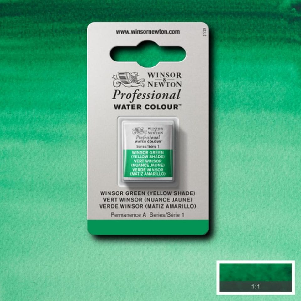 Winsor Newton 1/2 pans Winsor Green Yellow Shade